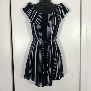 Navy and White Striped Dress